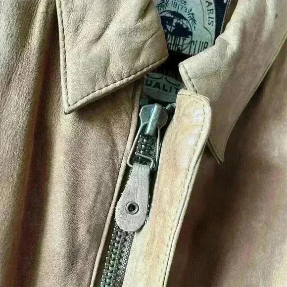 Paris Sport Club Men's Vintage 90s Brown Leather Bomber Jacket S - Picture 6 of 13